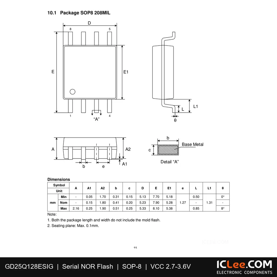 GD25Q128ESIG GigaDevice Semiconductor (HK) Limited package outline drawing